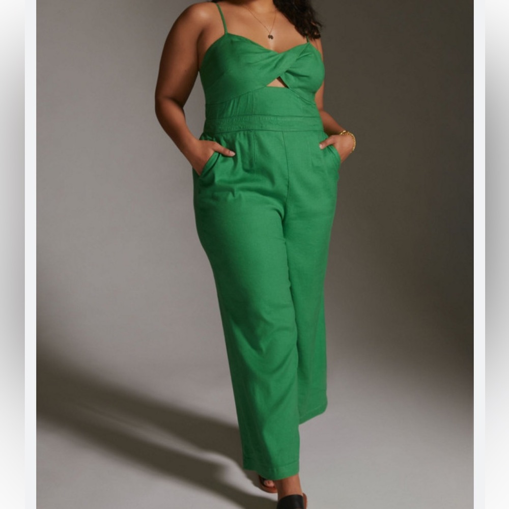 Anthropologie Maeve Cutout Linen Jumpsuit Plus Sz 26